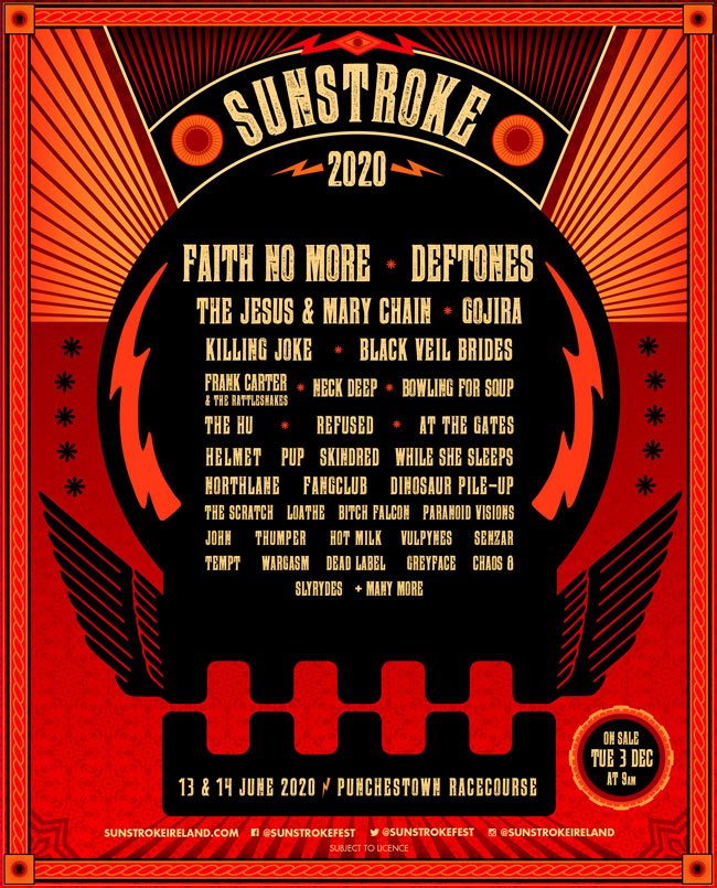 SUNSTROKE 2020 - Irelands New Alternative Rock Festival Announced for Next Summer 85 SUNSTROKE 2020